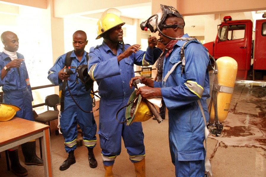 Fire fighter in action