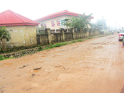 A section of the deplorable road PHOTO; ARMSFREE AJANAKU