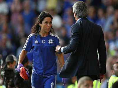 Jose Mourinho confronts former team doctor, Eva Carneiro, after the incident at Stamford Bridge.