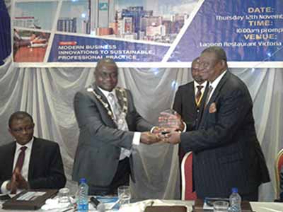 Former President, NIESV, Mr. Emeka Eleh, the president, Mr. James Omeru, the publicity secrtary, NIESV, Mallam Ali Bature and chairman of the occasion, Mr. Joe Idudu during the group’s 2nd 205 National Mandatory Continuing Professional Development Seminar held in Lagos last week.