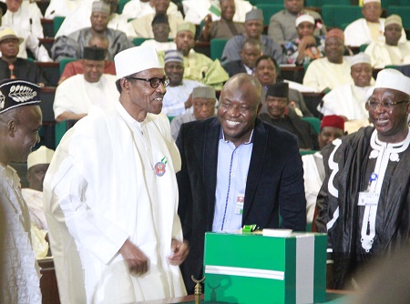 President Buhari presenting the budget document at the National Assembly on Tuesday, December 22, 2015 PHOTO: Ladidi Lucy Elukpo