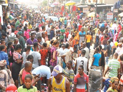 Shoppers at Post Office Road, Oshodi, Lagos Yesterday ...PHOTO: AYODELE ADENIRAN