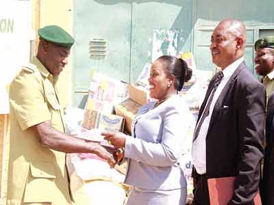 Chief Warder, Suleija Prison, Nyanmbee Gabriel (left), Public Relations Manager, Rockview Hotel, Amaka Ekeh and Chief Security Officer, Rockview Hotel, Okeye Desmond  during the visit