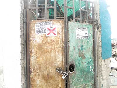 One of the sealed shops...before demolition