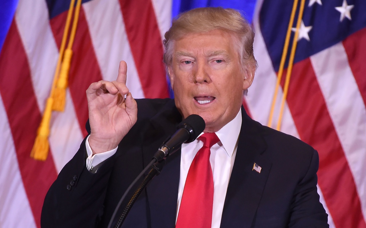 US President-elect Donald Trump gives a press conference January 11, 2017 in New York. Donald Trump is holding his first news conference in nearly six months Wednesday, amid explosive allegations over his ties to Russia, a little more than a week before his inauguration. / AFP PHOTO / DON EMMERT