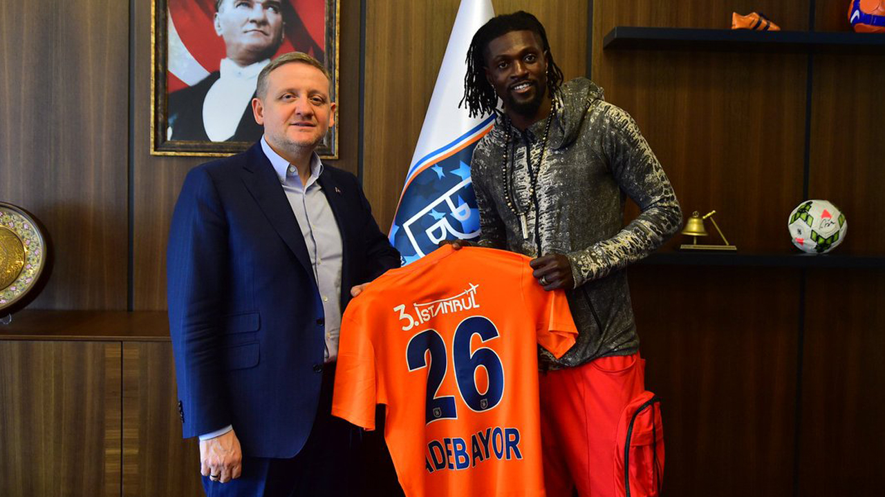 Club chairman Mustafa Seral told the Anadolu news agency that Adebayor was arriving on a one and a half year contract and would make a "major contribution". PHOTO: TWITTER/