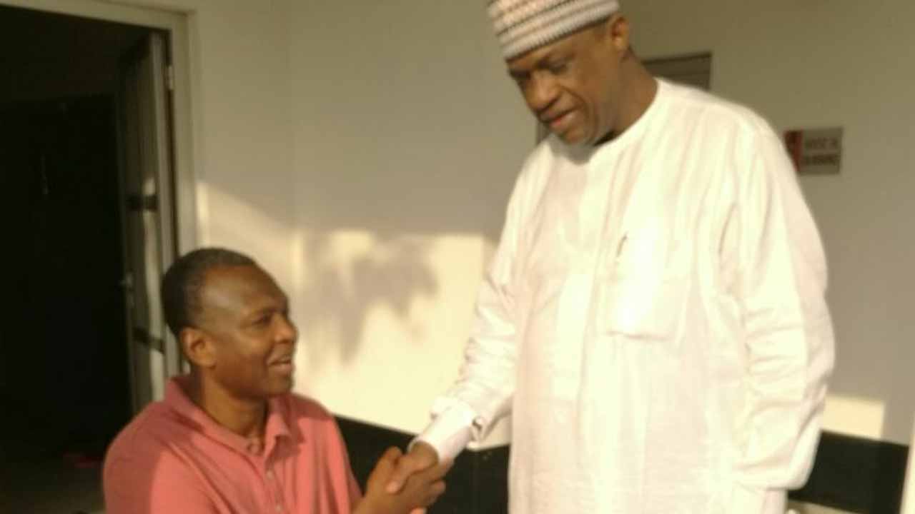 Major Gen. Mohammed Sani Aliyu and Governor Ibrahim Gaidam of Yobe state.