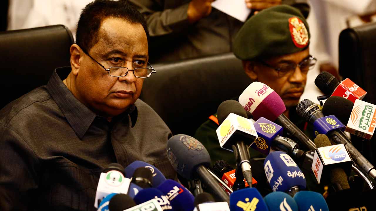 Sudanese Minister of Foreign Affairs, Ibrahim Ghandour, speaks during a press conference on January 14, 2017, in the capital Khartoum. The US President on January 13, 2017 informed Congress that he will lift trade and investment sanctions against Khartoum after a six-month probation period. ASHRAF SHAZLY / AFP