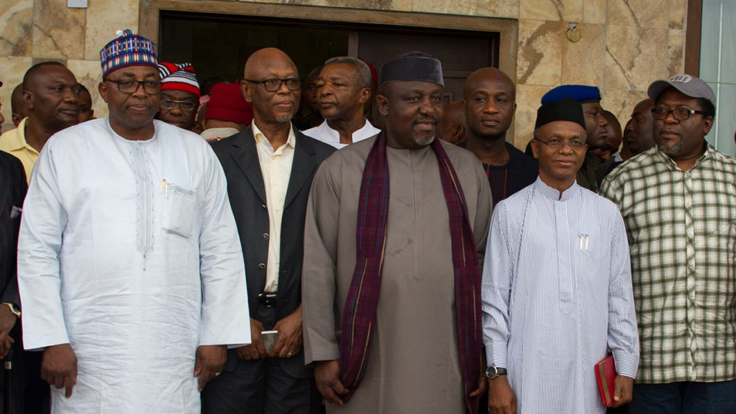 Governor-Rochas-Okorocha-Centre-in-a-group-photograph-with-Governor-El-Rufai-1st-right-Chief-John-Oyegun-APC-National-Chairman-1st-left-Governor-of-Bauchi-State-Alhaji-Mohammed-Abuba