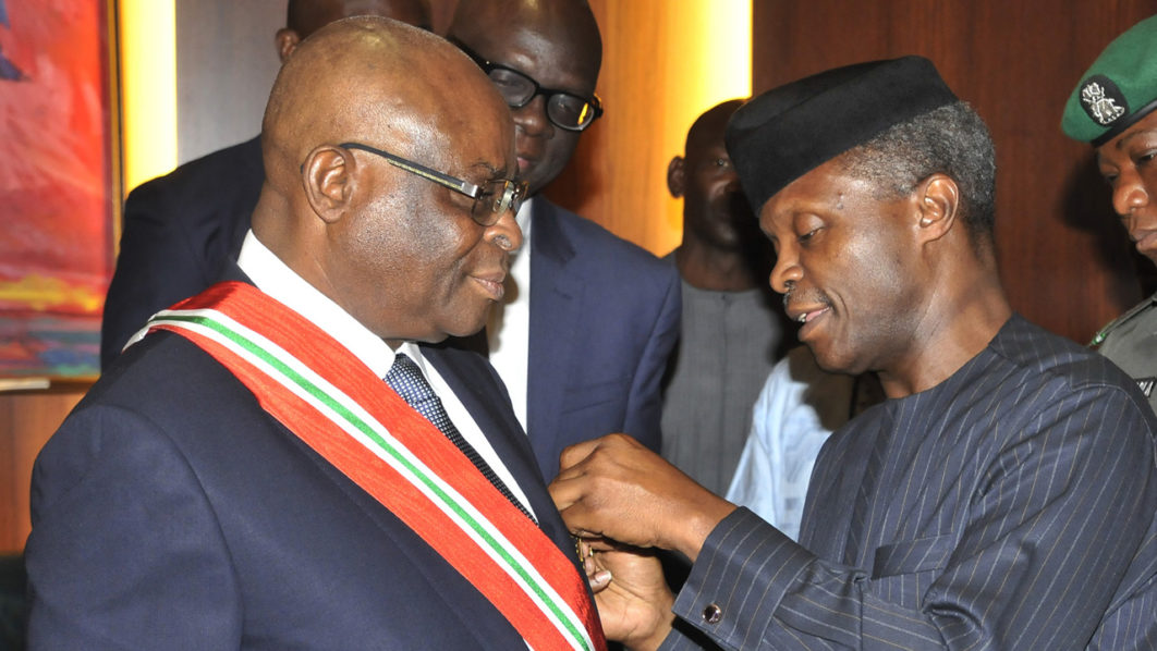 Onnoghen being decorated with GCON honour
