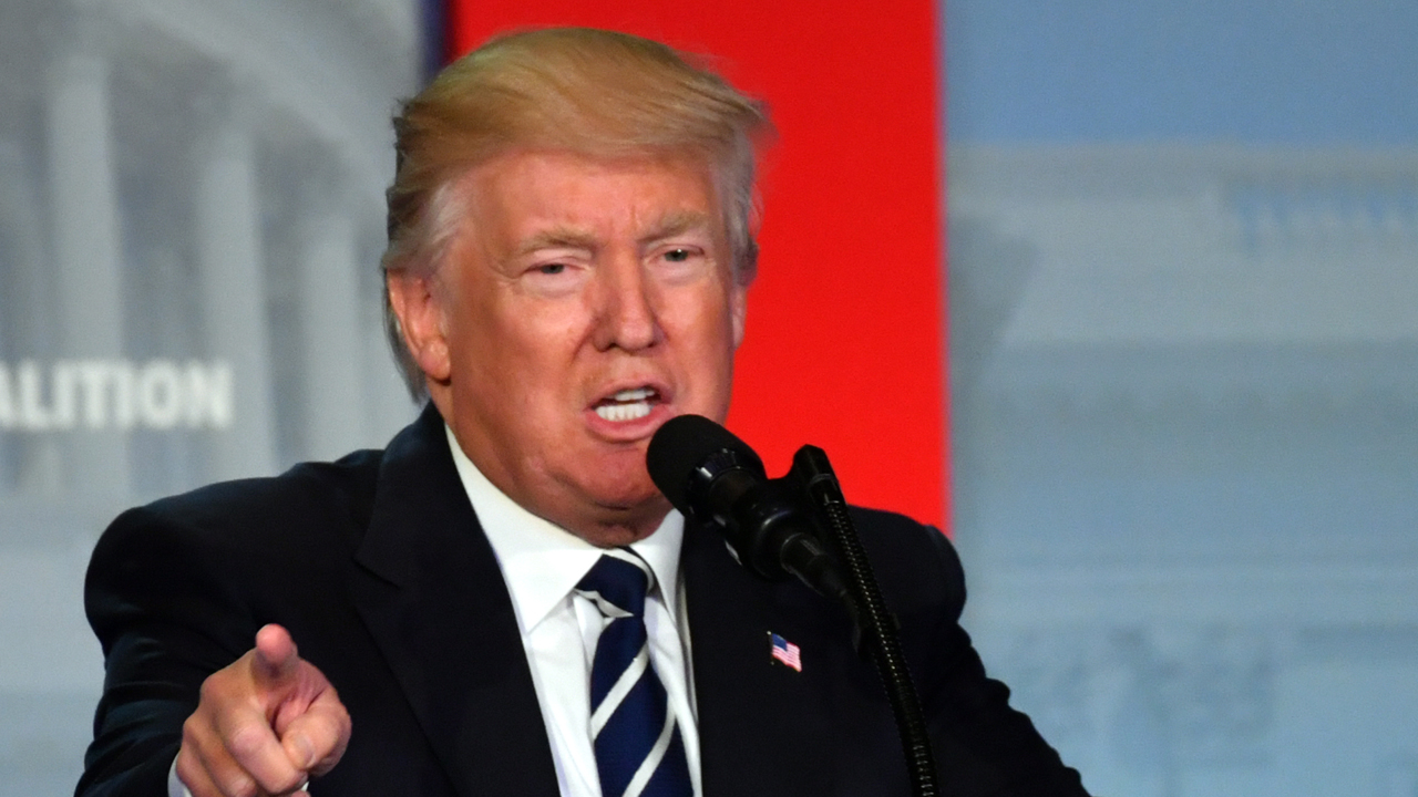 US President Donald Trump delivers remarks at a Faith and Freedom Coalition 2017 “Road to Majority” conference