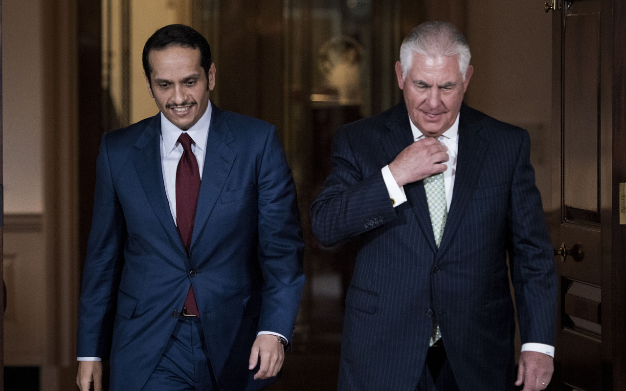 US Secretary of State Rex Tillerson meets with Qatari Foreign Minister Sheikh Mohammed bin Abdulrahman Al Thani