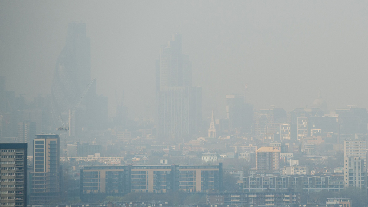 Air pollution hangs in the air lowering