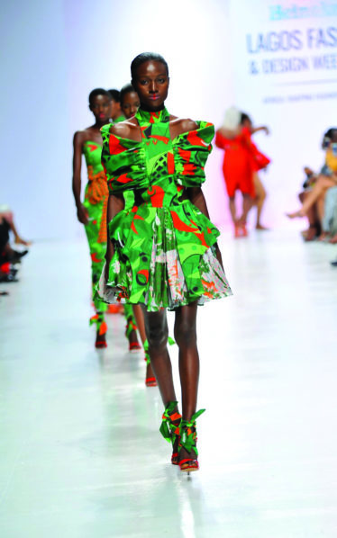 Model wearing a piece from the Africa Inspired Fashion by Heineken at the Heineken Lagos Fashion And Design Week 2017 015