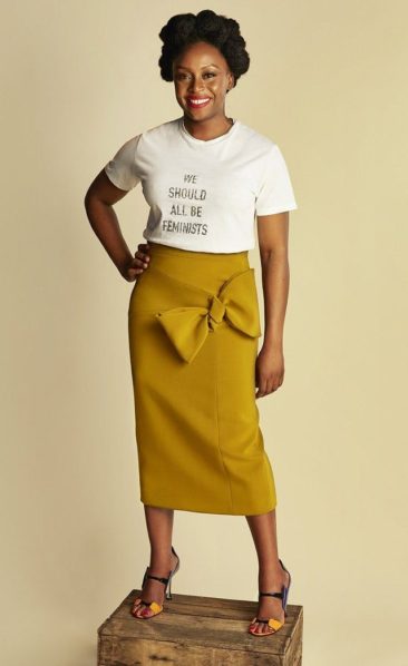 Chimamanda Ngozi Adichie in Christian Dior statement t-shirt. PHOTO_ Stylist UK