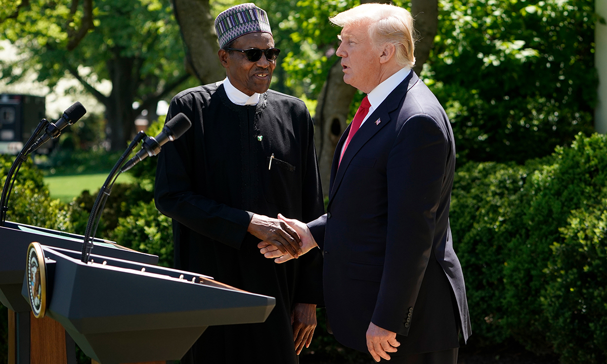 US President Donald Trump and Nigerian President Muhammadu Buhari hold a joint press conference
