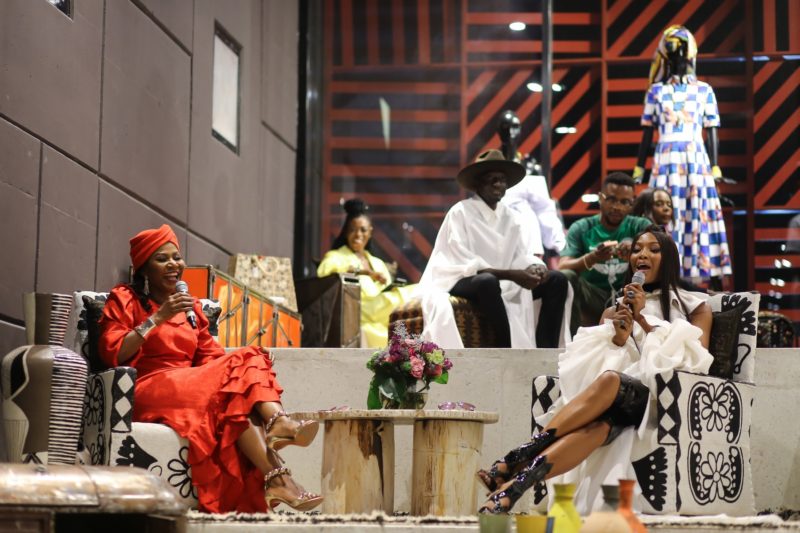 Reni Folawiyo speaks with Naomi Campbell at ALARA Lagos
