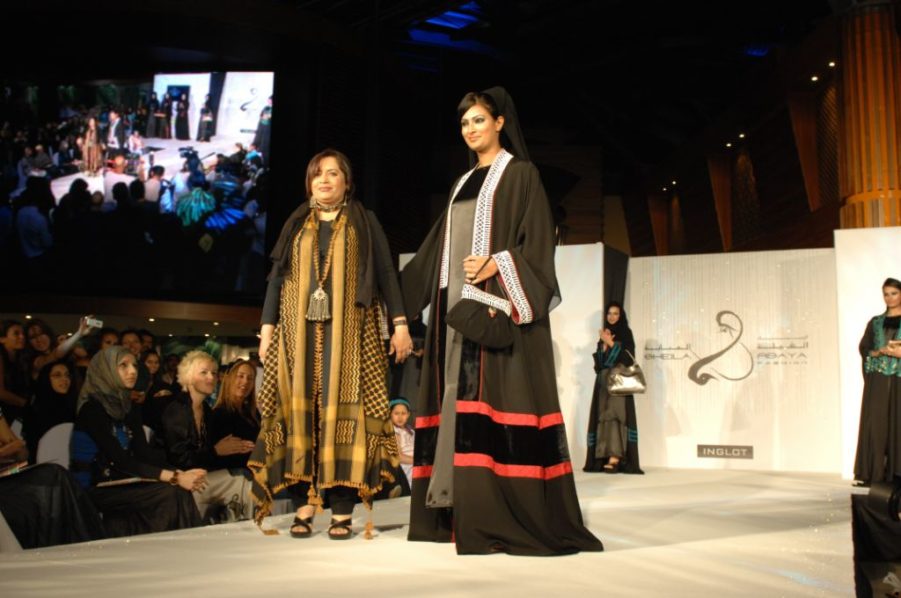 Amina Al-Jassim with one of her models. Photo credit spellbrand