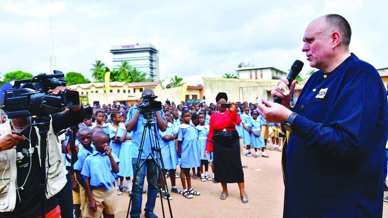 CEO MTN Nigeria, Ferdi Moolman speaking to the students