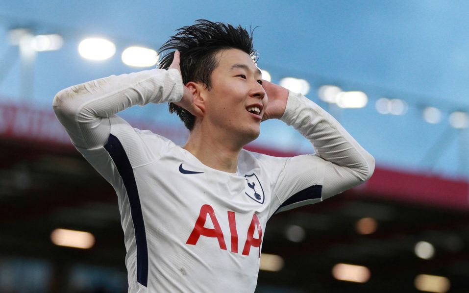 FILE PHOTO: Tottenham’s Son Heung-min celebrates scoring against Bournemouth in the Premier League at Vitality Stadium, Bournemouth, Britain – March 11, 2018