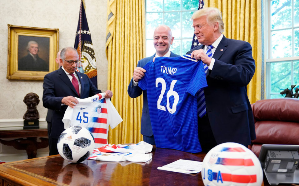 US President Donald Trump meets with the President of FIFA