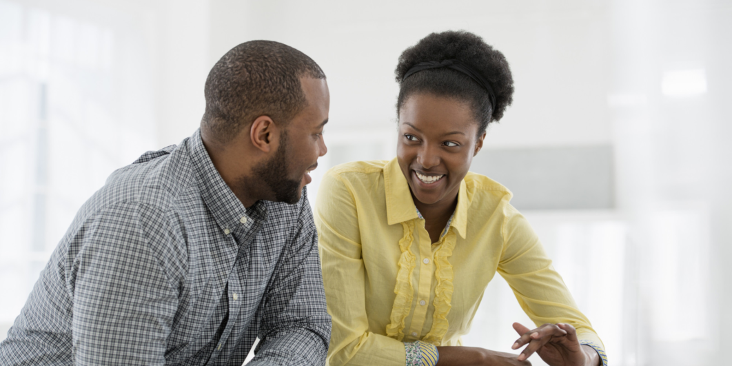 Two people having a conversation.