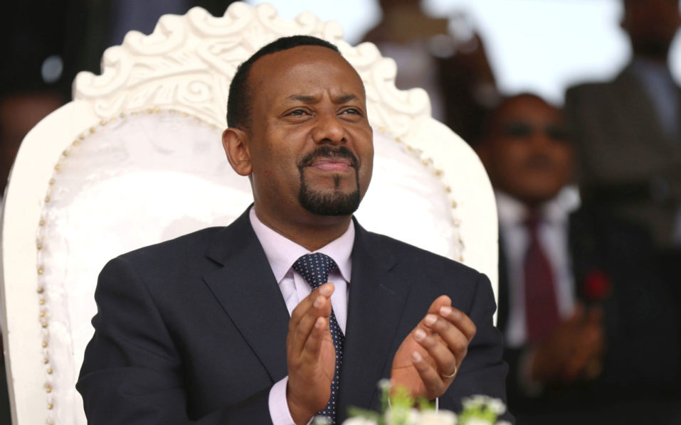 FILE PHOTO: Ethiopia’s newly elected prime minister Abiy Ahmed attends a rally during his visit to Ambo in the Oromiya region
