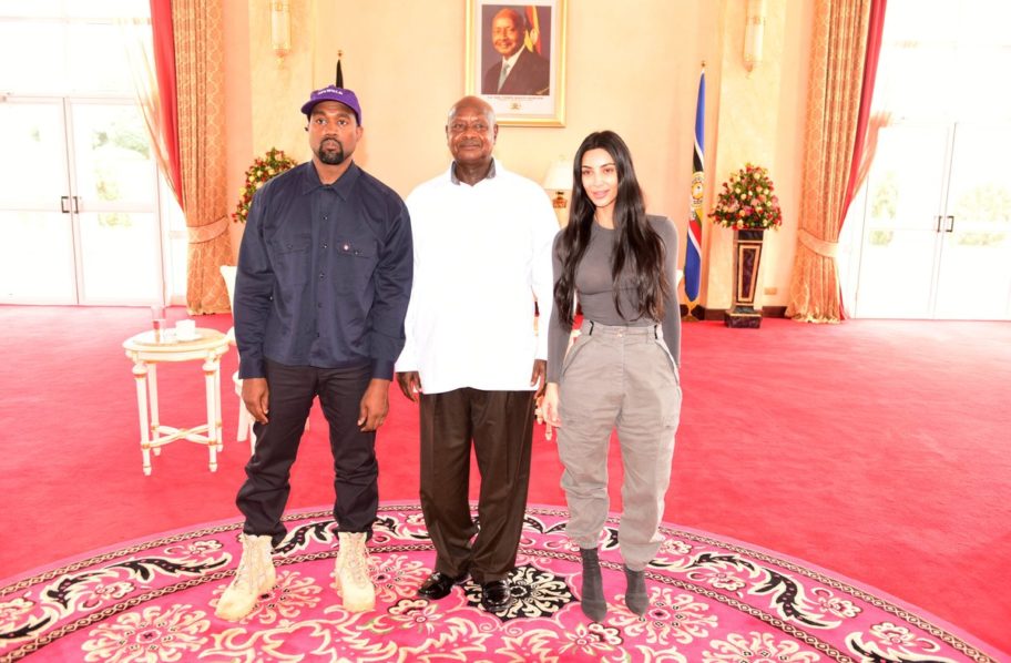 Kanye West, Kim Kardashian and President Yoweri Museveni