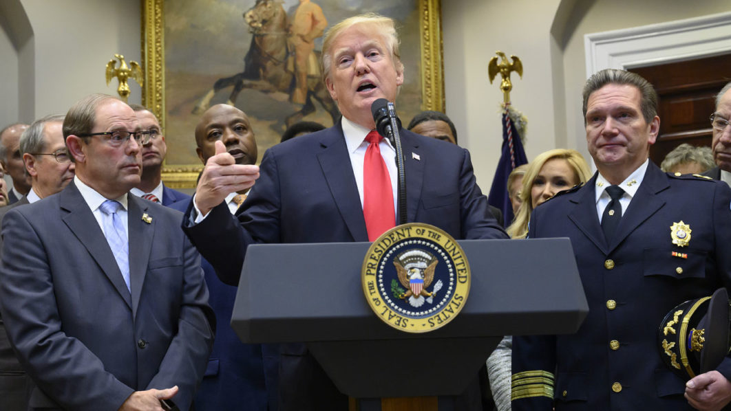 US President Donald Trump makes an announcement regarding the “First Step Act”