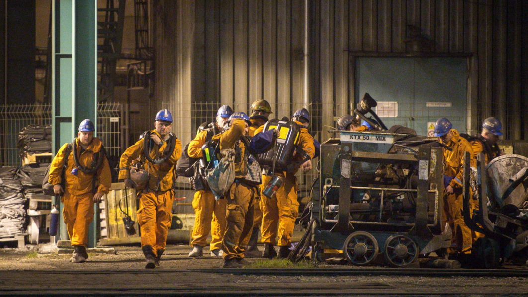 Rescue personnel prepare to search for missing miners after a methane explosion at the CSM hard coal mine in Karvina