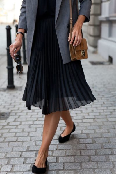 A pleated skirt