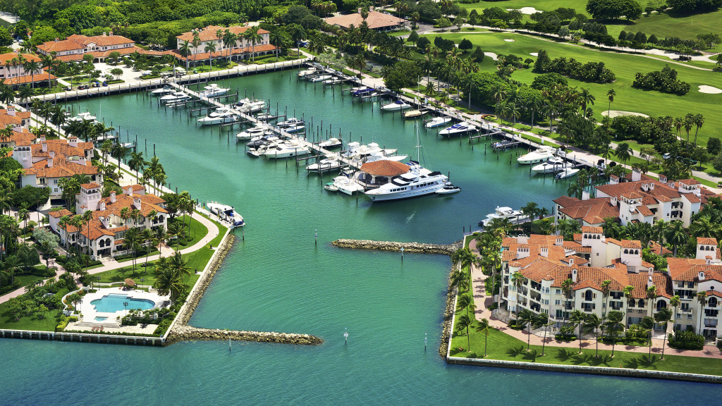 Fisher Island and its private marina, photocredit. David Siddons