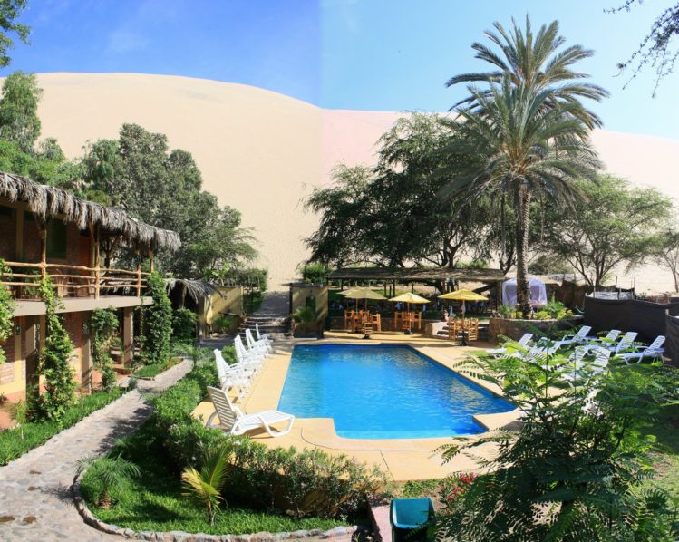 Poolside by a hotel in Huacachina