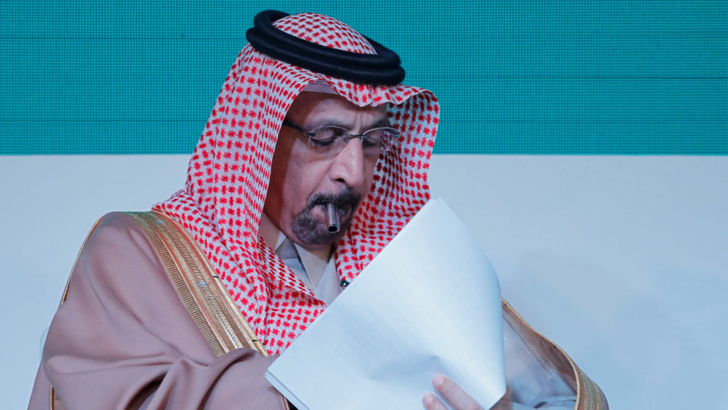 Saudi Arabia’s Energy Minister Khalid al-Falih attends the Saudi-India Forum in New Delhi