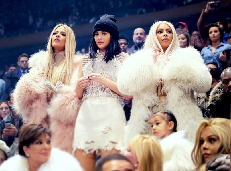 Khloe, Kylie and Kim at Yeezy Show, Photo. E News
