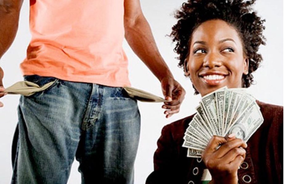 Woman and man money