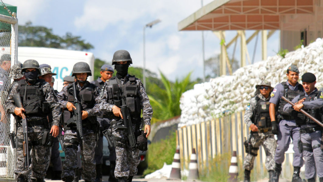 Policemen are seen during a riot in a prison in Brazilian state of Amazonas in Manaus