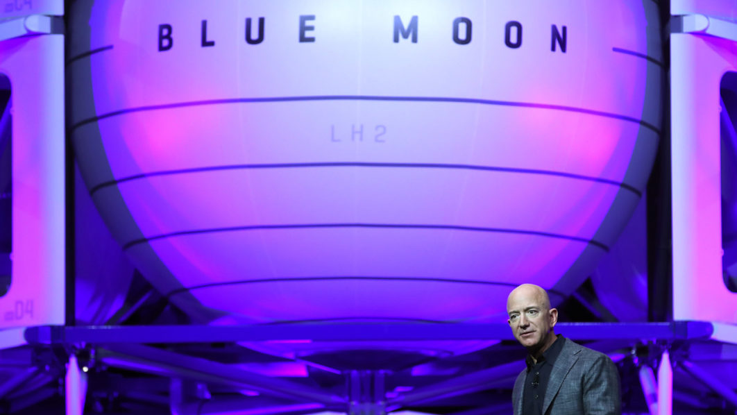 Blue Origin Founder Jeff Bezos Makes Announcement At Satellite 2019 Conference In DC