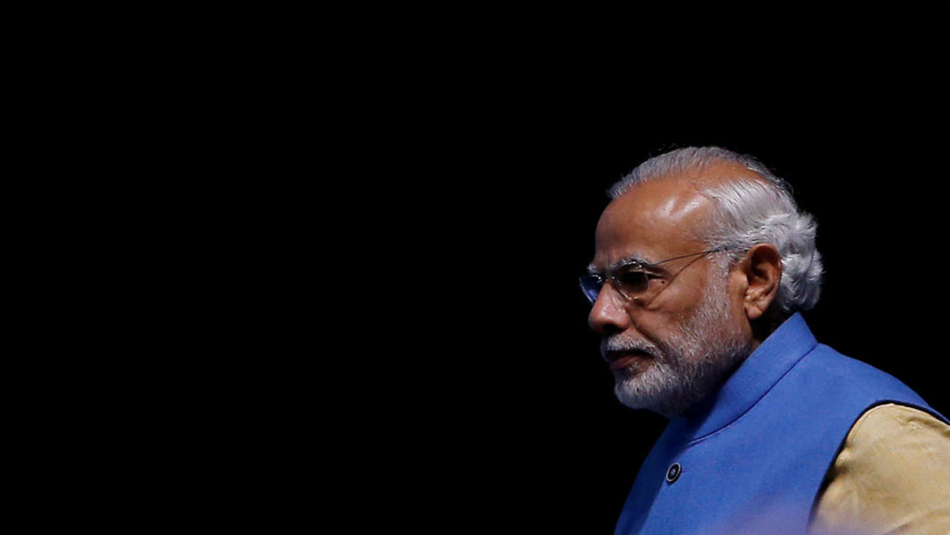 FILE PHOTO: India’s Prime Minister Narendra Modi arrives to launch a digital payment app linked with a nationwide biometric database during the “DigiDhan” fair, in New Delhi