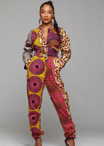 Pink and Yellow African Print Button-Up Jumpsuit, Photo. Shopify
