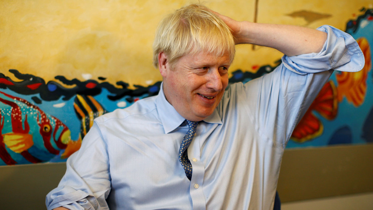 Britain’s PM Johnson visits the Royal Cornwall Hospital in Truro
