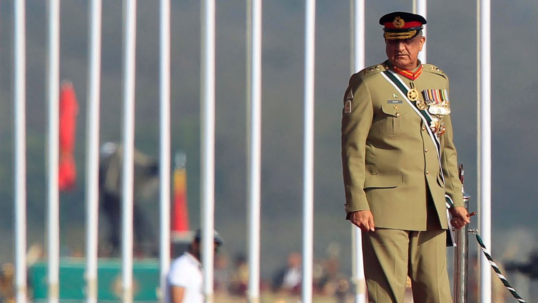 Pakistan’s Army Chief of Staff Lieutenant General Qamar Javed Bajwa arrives to attend the Pakistan Day military parade in Islamabad
