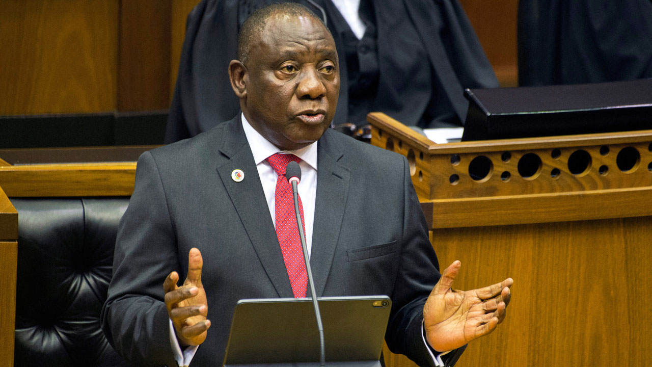 FILE PHOTO: South African President Cyril Ramaphosa delivers his State of the Nation Address at parliament in Cape Town