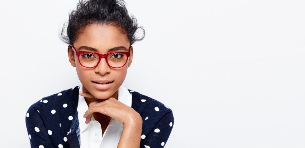 Lady on eyeglasses _photo_ warby parker