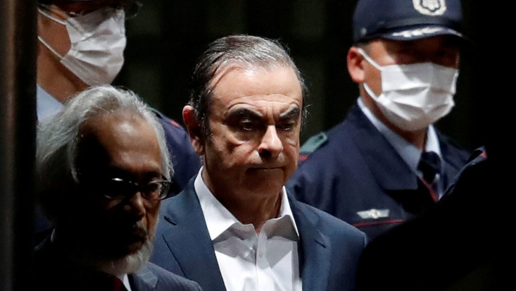FILE PHOTO: Former Nissan Motor Chairman Carlos Ghosn leaves the Tokyo Detention House in April