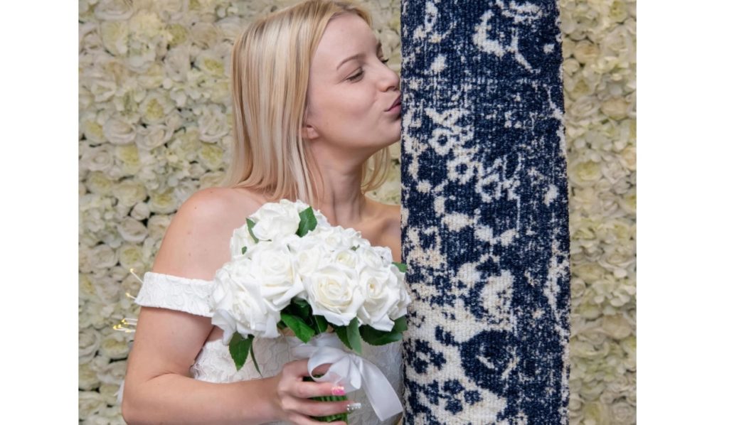 woman weds rug