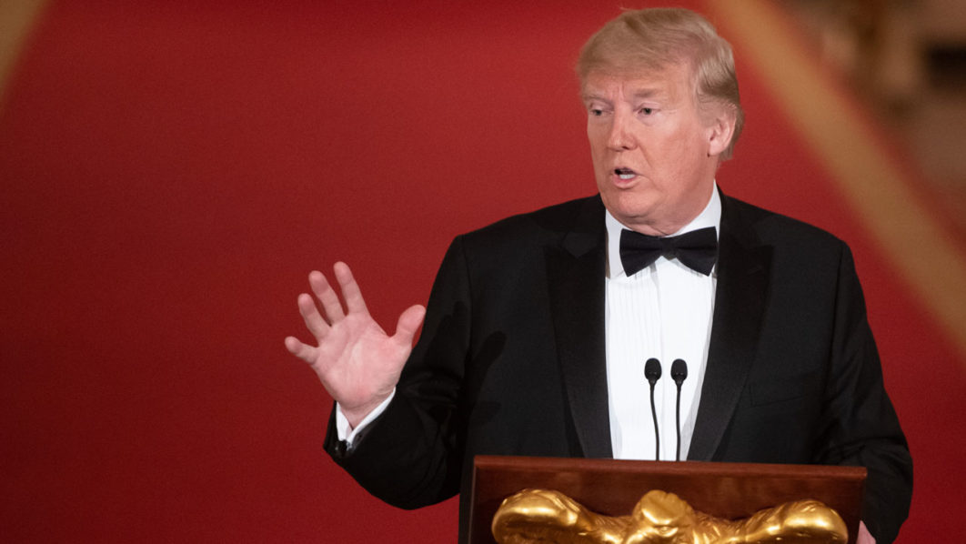 Pres Donald Trump and Melania Trump attend the Governors’ Ball