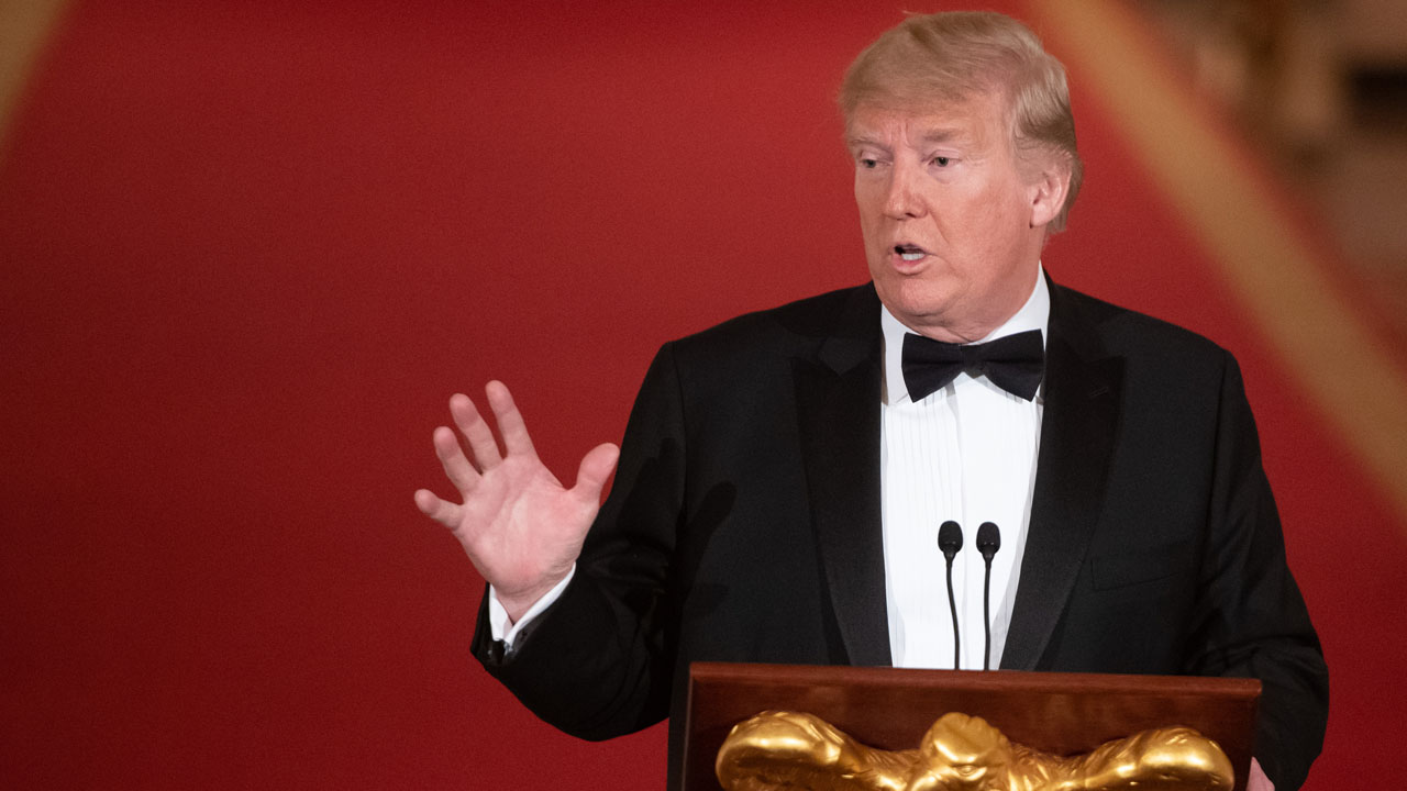Pres Donald Trump and Melania Trump attend the Governors’ Ball
