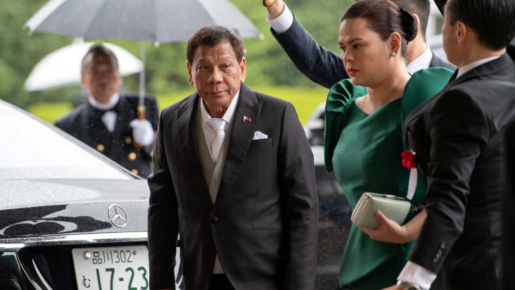 Philippines President Rodrigo Duterte arrives to attend the enthronement ceremony of Japan’s Emperor Naruhito in Tokyo