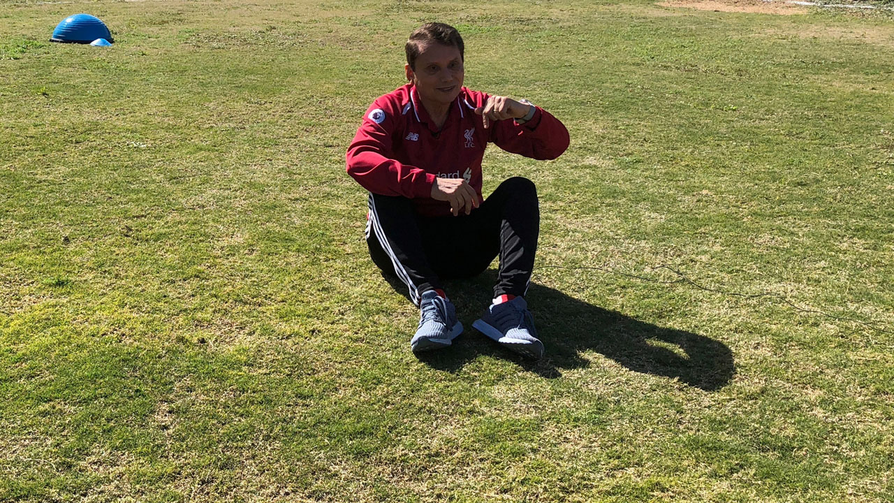 Ezzeldin Bahader, a 75-year-old Egyptian football player, talks during an interview with Reuters TV after his training in Cairo